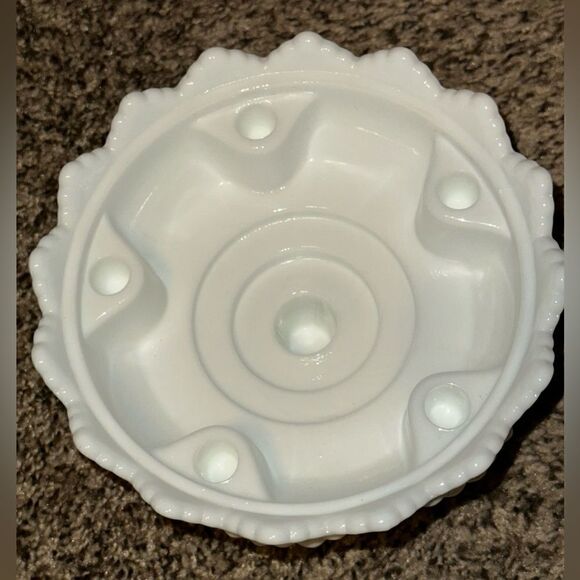 Vintage Fenton Milk Glass Hobnail 6-Hole Pattern‎ 6.5" Centerpiece Candle - Picture 3 of 7